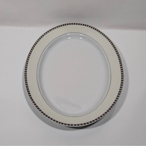 Noritake Lafayette Oval Platter White Beige Black Trim Japan - Picture 5 of 16